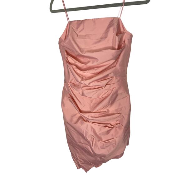 Amanda Uprichard Emelia Strapless Dress Ruched Asymmetrical Hem Pink Size Small - Picture 5 of 10
